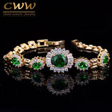CWWZircons Nigerian Green CZ Crystal Charm Bracelet For Women