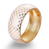Fish Scale Pattern Glitter Bracelet Rhinestone Bangle Wedding Jewelry