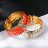 Fish Scale Pattern Glitter Bracelet Rhinestone Bangle Wedding Jewelry