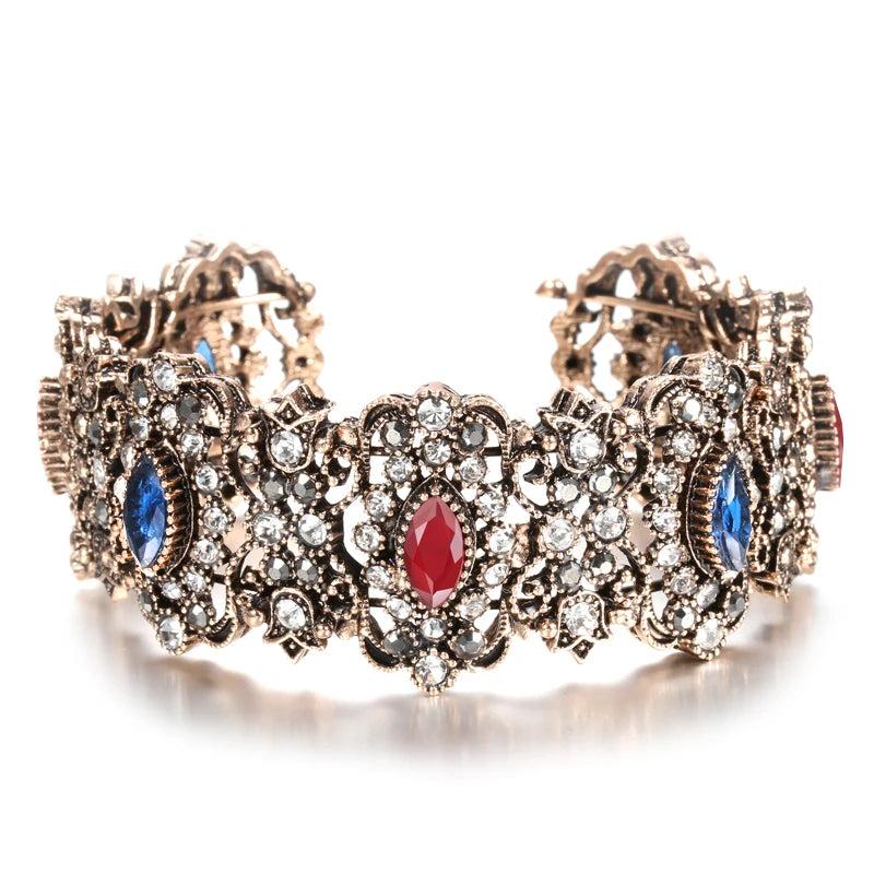Vintage Grey Crystal Bangles BoHo Adjustable Bracelets