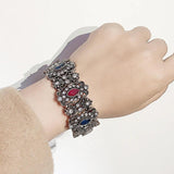 Vintage Grey Crystal Bangles BoHo Adjustable Bracelets