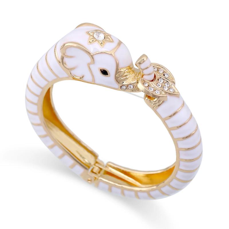 Chunky Elephant Cuff Bracelet Enamel Bangle for Women
