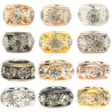 8mm 10mm 12mm Rhinestone Crystal Rondelle Beads Copper Spacer Charms