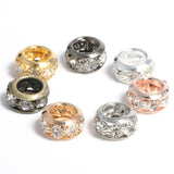8mm 10mm 12mm Rhinestone Crystal Rondelle Beads Copper Spacer Charms
