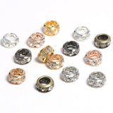 8mm 10mm 12mm Rhinestone Crystal Rondelle Beads Copper Spacer Charms