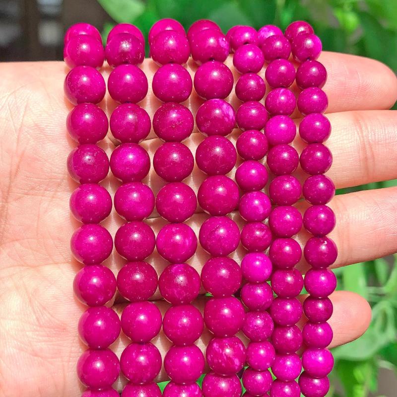 Fuchsia Sugilite Jade Round Stone Beads for Jewelry Making