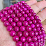 Fuchsia Sugilite Jade Round Stone Beads for Jewelry Making