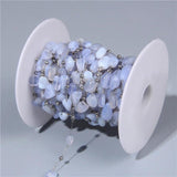 Natural Stones Stainless Steel Quartz Gem Beads Chain DIY Charms