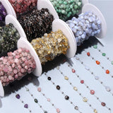 Natural Stones Stainless Steel Quartz Gem Beads Chain DIY Charms