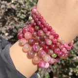 Watermelon Tourmaline Jade Beads 6 8 10mm Round Loose Stones DIY Bracelet