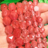 Faceted Red Cherry Crystal Stone Beads Round Loose Spacer DIY Bracelet 15''