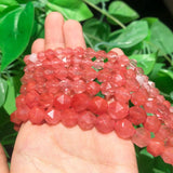Faceted Red Cherry Crystal Stone Beads Round Loose Spacer DIY Bracelet 15''