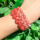 Faceted Red Cherry Crystal Stone Beads Round Loose Spacer DIY Bracelet 15''