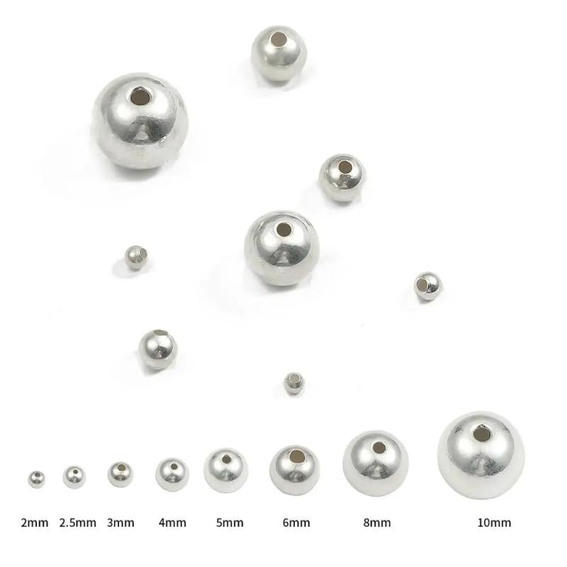Sterling Silver Ball End Beads Round Spacer Beads