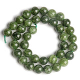 Natural Emerald Green Jade Bead Round Smooth Loose Beads for Jewelry Making 15''