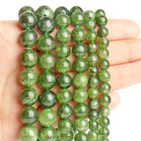 Natural Emerald Green Jade Bead Round Smooth Loose Beads for Jewelry Making 15''