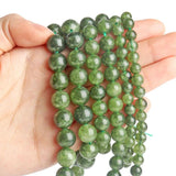 Natural Emerald Green Jade Bead Round Smooth Loose Beads for Jewelry Making 15''