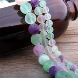 4 6 8 12mm Natural Stone Fluorite Matte Round Loose Beads For Jewelry Making