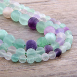 4 6 8 12mm Natural Stone Fluorite Matte Round Loose Beads For Jewelry Making