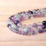 4 6 8 12mm Natural Stone Fluorite Matte Round Loose Beads For Jewelry Making