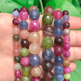 Colorful Faceted Tourmaline Agates Aquamarines Stone Beads 6-10mm