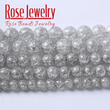 Glass Beads Snow Cracked Crystal Quartz Stone Round Beads for Jewelry Making