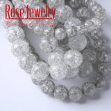 Glass Beads Snow Cracked Crystal Quartz Stone Round Beads for Jewelry Making