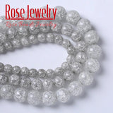 Glass Beads Snow Cracked Crystal Quartz Stone Round Beads for Jewelry Making