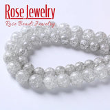 Glass Beads Snow Cracked Crystal Quartz Stone Round Beads for Jewelry Making