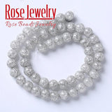 Glass Beads Snow Cracked Crystal Quartz Stone Round Beads for Jewelry Making