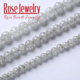 Glass Beads Snow Cracked Crystal Quartz Stone Round Beads for Jewelry Making