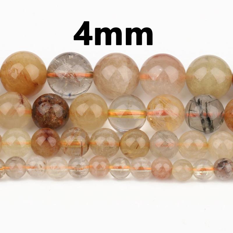 AA Colorful Rutilated Quartz Beads Natural Stone Round Loose Beads