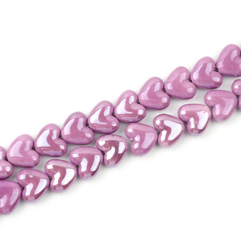 Colorful Heart Shape Ceramic Beads for Jewelry Making DIY