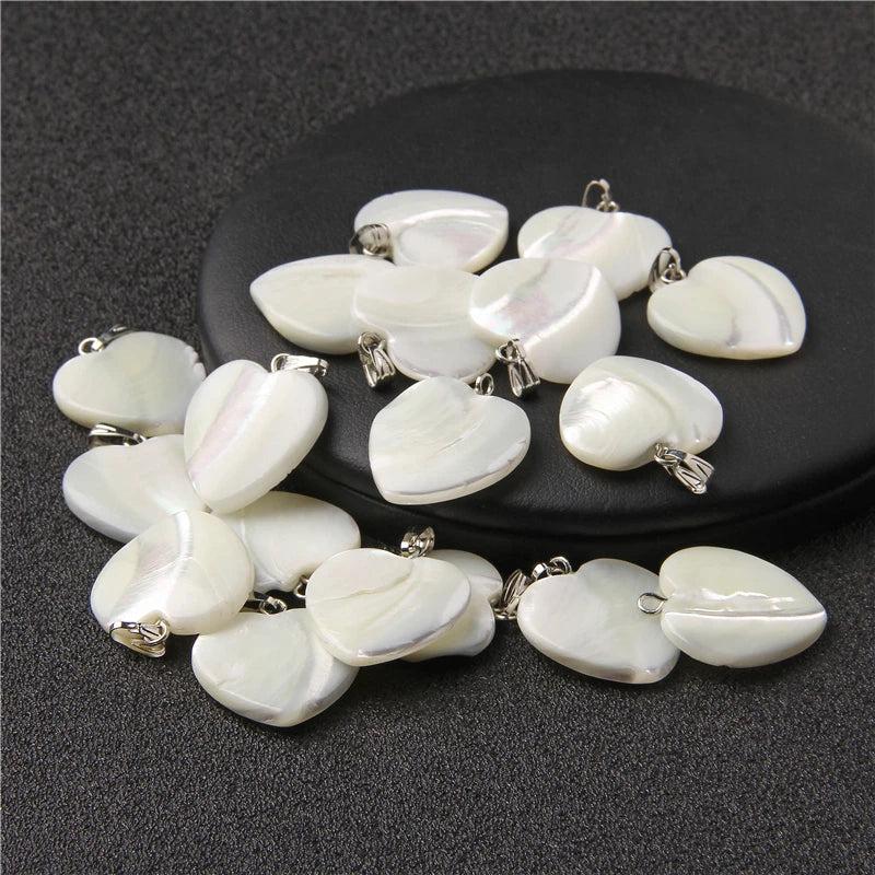 Mother of Pearl Shell Heart Pendant DIY Necklace Accessory