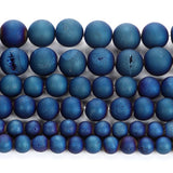 Sapphire Smile Agate Charm Round Stone Beads for Jewelry Making 4-12MM