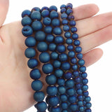 Sapphire Smile Agate Charm Round Stone Beads for Jewelry Making 4-12MM
