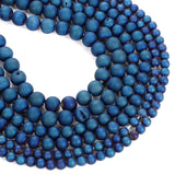 Sapphire Smile Agate Charm Round Stone Beads for Jewelry Making 4-12MM