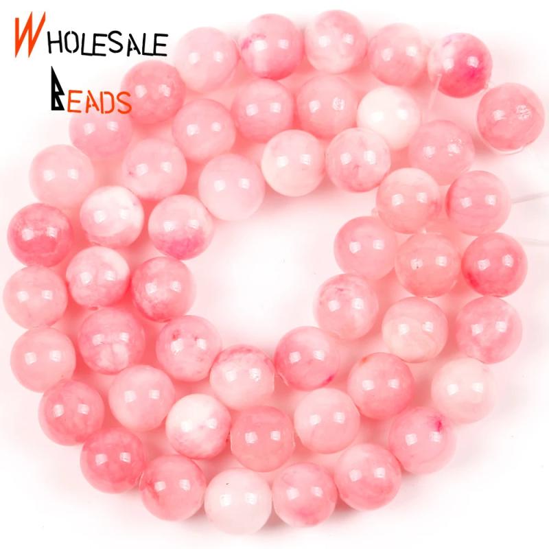 6/8/10/12mm Pink Persian Jades Round Spacer Loose Beads 15''