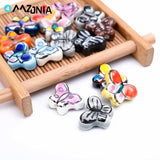 18mm Butterfly Pattern Ceramic Beads Ink Painting Porcelain Hole Bead