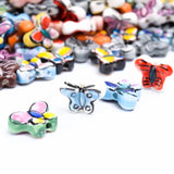 18mm Butterfly Pattern Ceramic Beads Ink Painting Porcelain Hole Bead