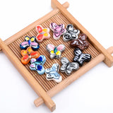 18mm Butterfly Pattern Ceramic Beads Ink Painting Porcelain Hole Bead