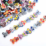 18mm Butterfly Pattern Ceramic Beads Ink Painting Porcelain Hole Bead