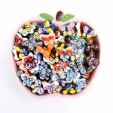 18mm Butterfly Pattern Ceramic Beads Ink Painting Porcelain Hole Bead
