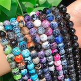 Orange Purple Dragon Veins Agate Round Beads 15''Strand 6-10mm