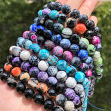 Orange Purple Dragon Veins Agate Round Beads 15''Strand 6-10mm