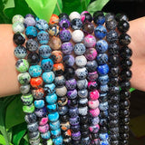 Orange Purple Dragon Veins Agate Round Beads 15''Strand 6-10mm