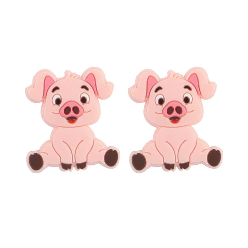 5/10pcs Pig Silicone Beads Food Teether Safety BPA DIY Pacifier Chain