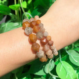 Faceted Yellow Jades Stone Beads Round Loose Spacer DIY Bracelet 15''