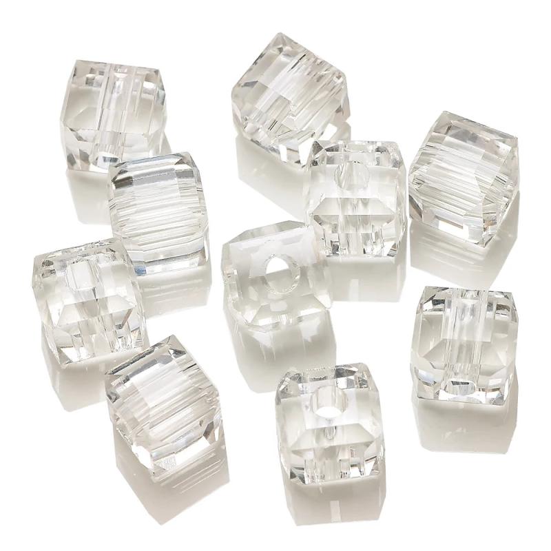 Glass Faceted Square Crystal Cube Beads - DIY Charm Bracelets Jewelry