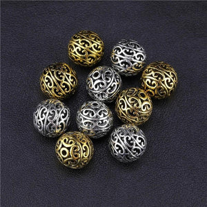 20pcs Antique Gold/Silver Hollow Charm Beads for Jewelry Making